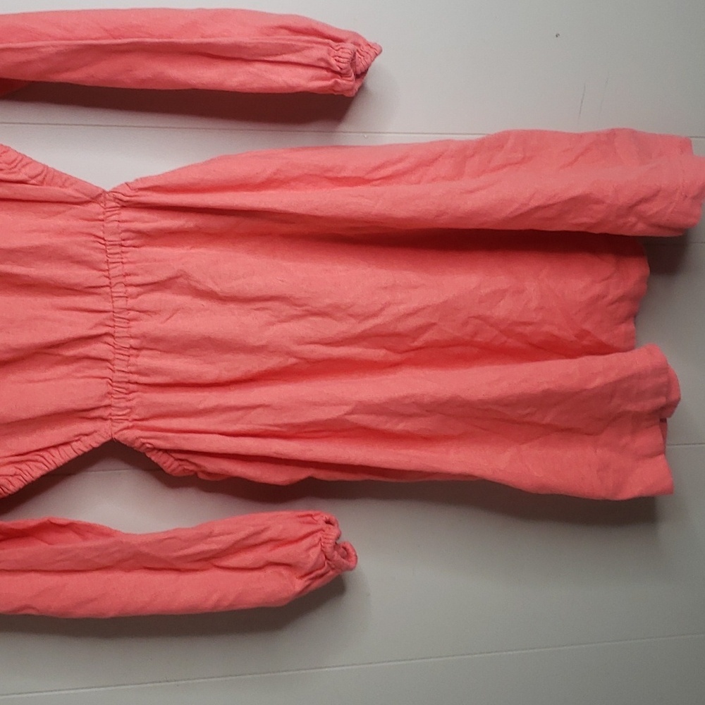 Women's Balloon Long Sleeve Mini A Line Dress Coral Medium - Picture 4 of 9